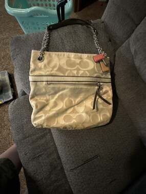 Coach Poppy Signature Jacquard Shoulder Bag with Chain Strap (Style 21161)